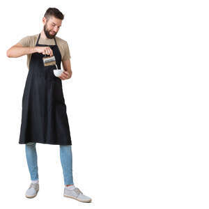 waiter standing and making cappuccino