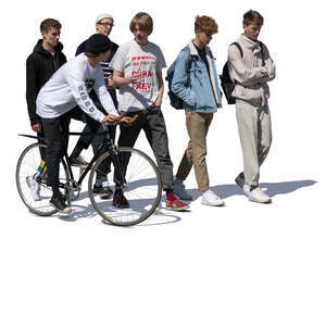 group of teenage boys walking