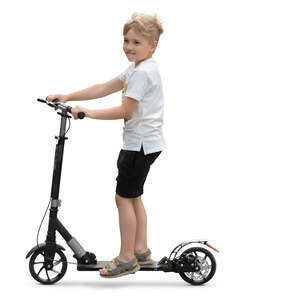 cut out little boy riding a scooter