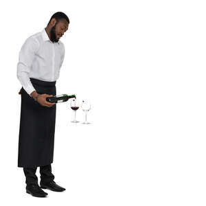cut out waiter standing pouring wine