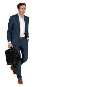 cut out businessman walking down the stairs