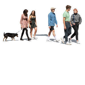 cut out group of young people walking