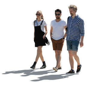 cut out group of backlit people walking