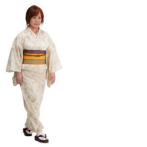 cut out japanese woman in a kimono walking