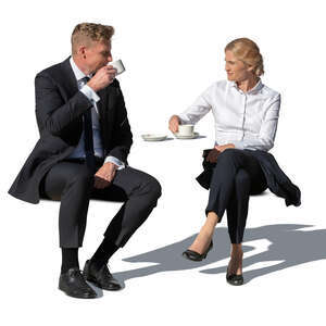 cut out man and woman drinking coffee on a business lunch