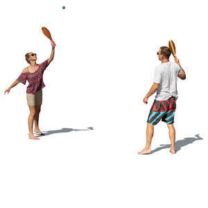 cut out man and woman playing beach tennis