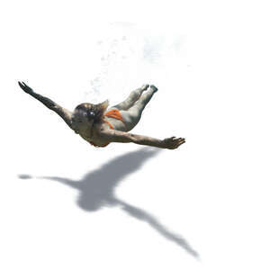 cut out woman swimming under water
