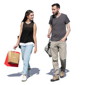 man and woman coming from a shopping trip