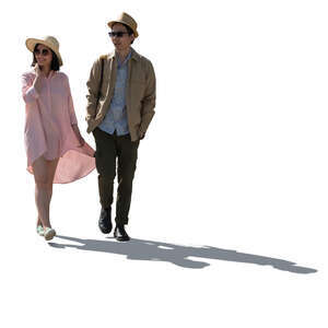 happy cut out backlit man and woman walking