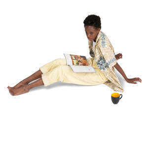 cut out woman sitting on the floor and reading