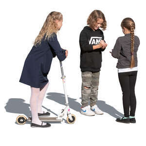 three cut out kids standing and playing