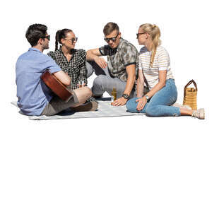 cut out group of friends having a picnic in the park