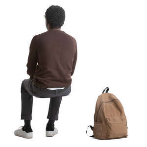 cut out man sitting seen from back angle