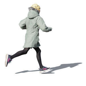 cut out girl running outside in autum