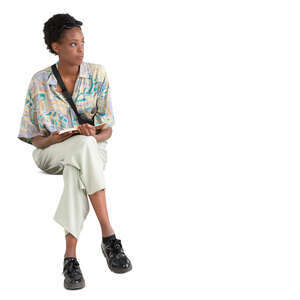 cut out woman sitting and reading a book