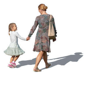 mother and daughter walking hand in hand