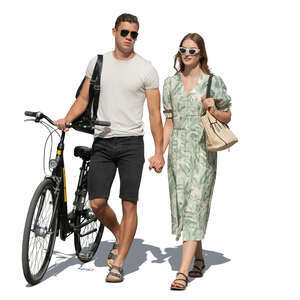 cut out couple walking hand in hand in summer