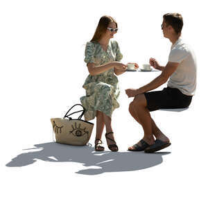 cut out backlit cut out cafe scene with two people