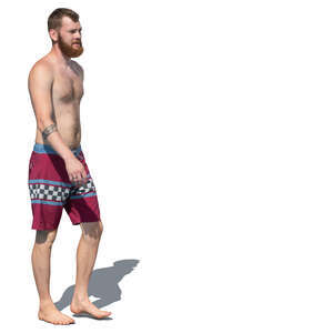 cut out man in swimming shorts walking