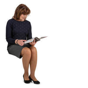 cut out woman sitting and reading a magazine