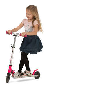 cut out little girl riding a scooter