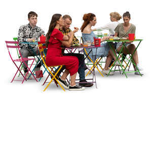 cut out group of people sitting in a cafe