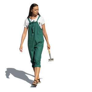 cut out female gardener walking