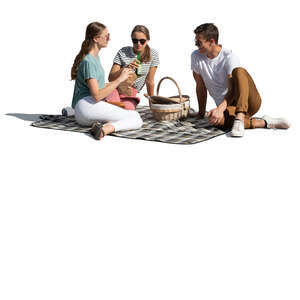 cut out group of three people having a picnic