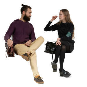 two cut out people sitting and having a conversation