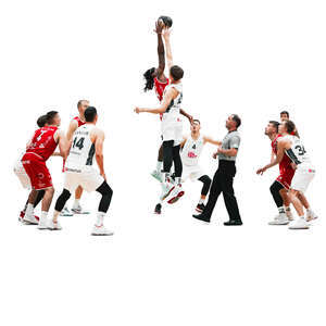 cut out basketball players playing on a competition