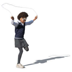 cut out schoolgirl jumping with a jump rope
