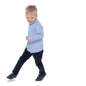 cut out little happy boy running
