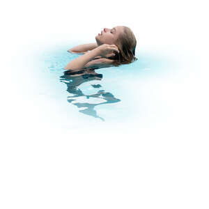 cut out woman hanging in the pool