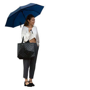 cut out woman standing under an umbrella
