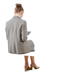 cut out businesswoman working with a with a tablet sitting
