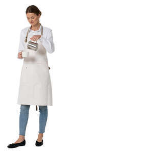 cut out female barista making coffee