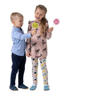 cut out kids standing and eating candy
