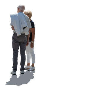 cut out elderly backlit couple standing