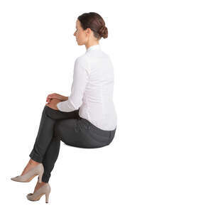 cut out woman sitting seen from back angle