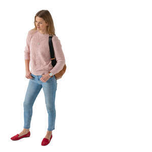 cut out woman standing casually seen from above