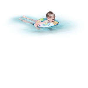 cut out little boy swimming with swim ring