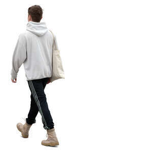 cut out young man walking