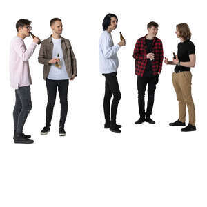 cut out group of young men hanging out and drinking beer
