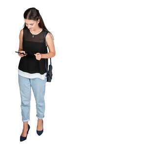 cut out young woman standing seen from above