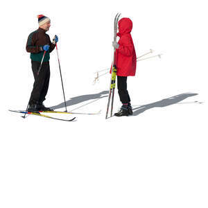 cut out man and woman taking a break while skiing