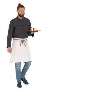 cut out waiter carrying a tray walking