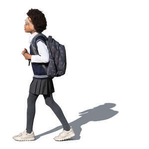 cut out schoolgirl in school uniform walking