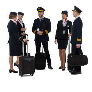 cut out aircrew with trolley bags standing and talking