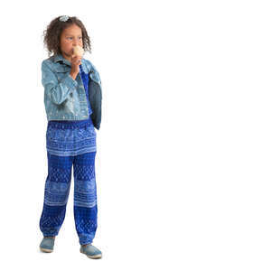 cut out little girl standing and eating ice cream