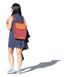young asian woman walking on a summer day